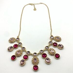 Monet Gold Necklace with Red and Purple Accents